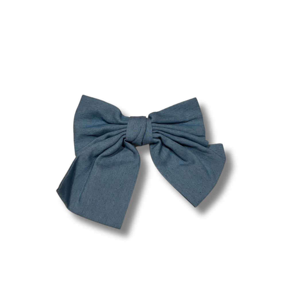 Sky Blue Denim Hair Bow