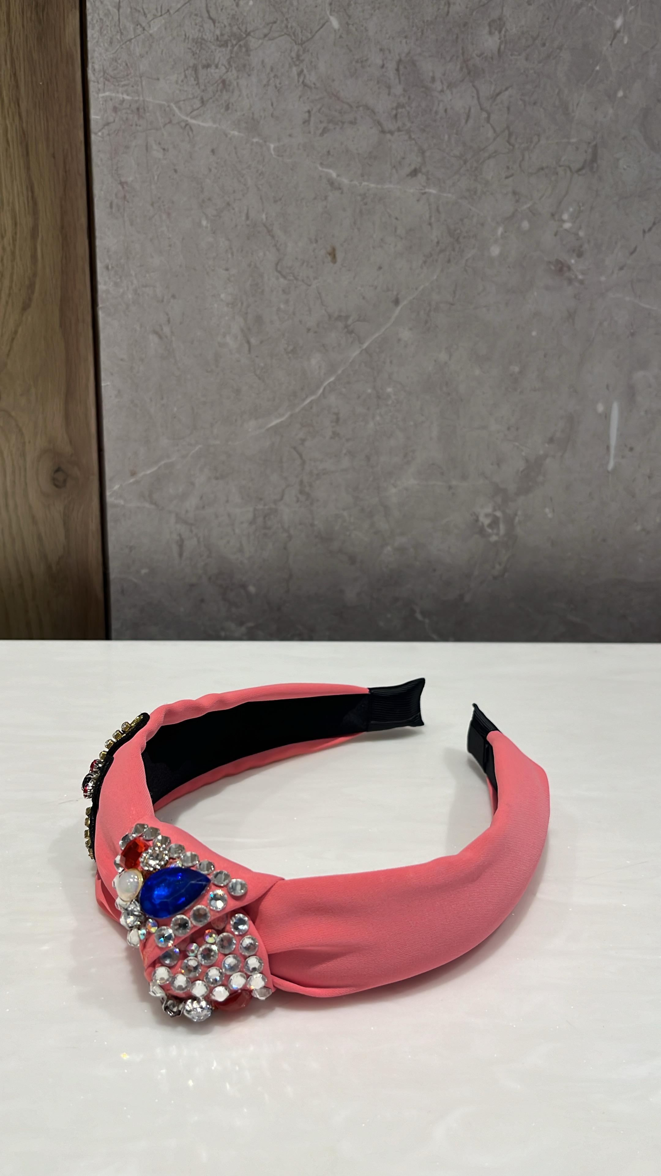 Queen Bee Charm Coral Turban Hairband