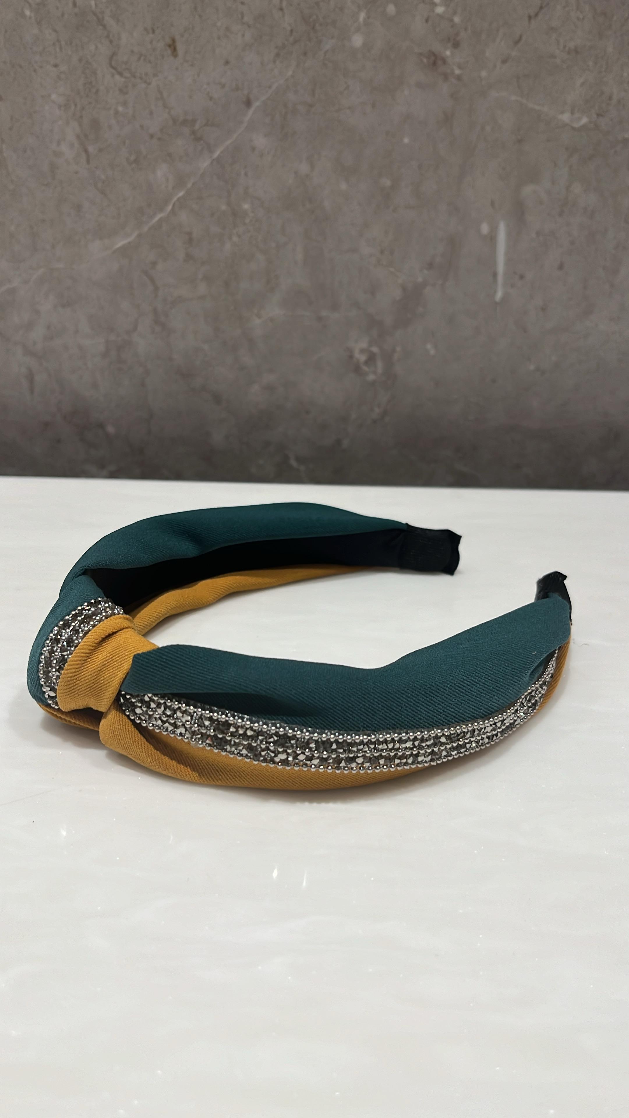 Sparkle And Spot Mustard Green Duo Turban Hairband