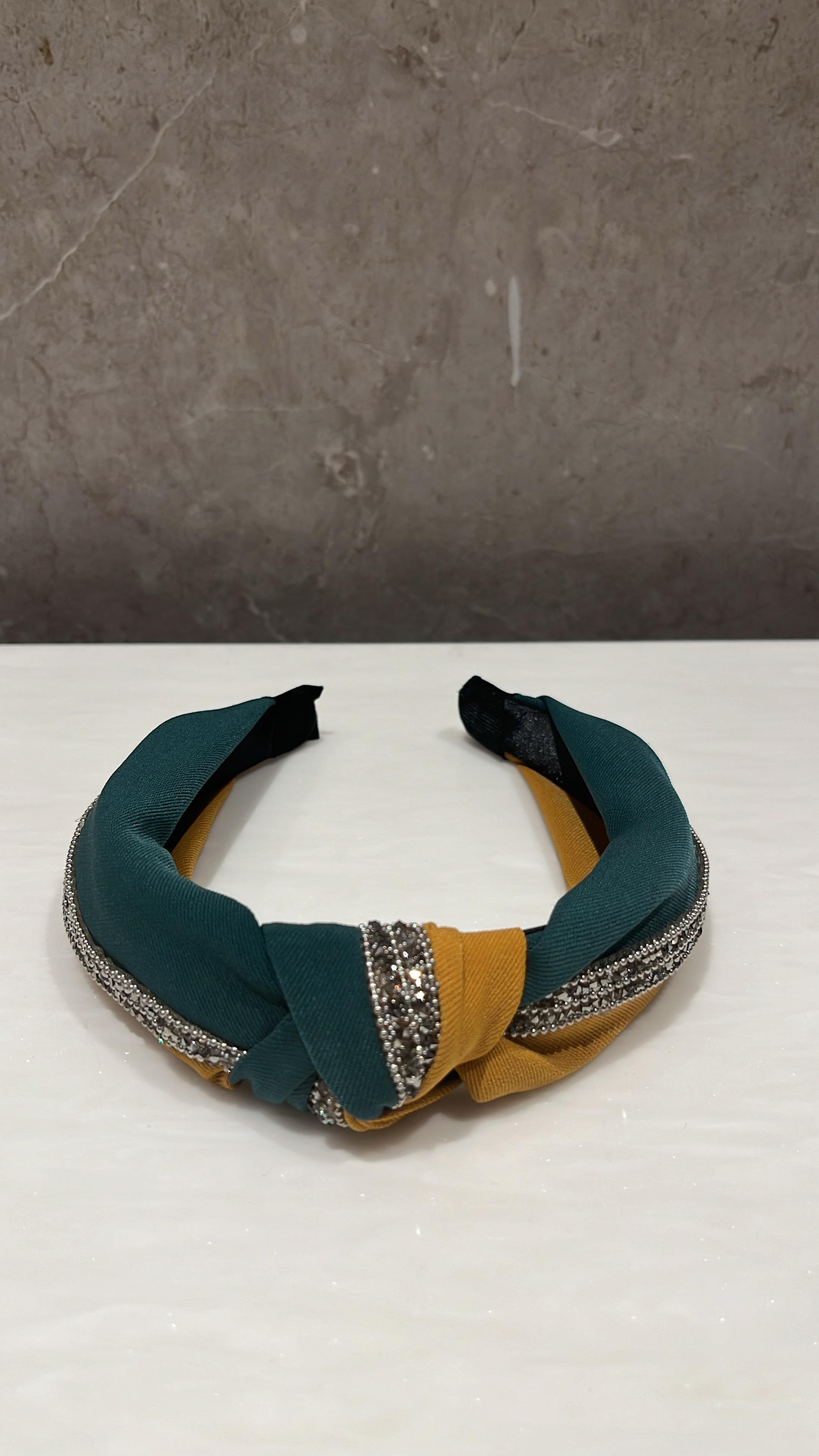 Sparkle And Spot Mustard Green Duo Turban Hairband