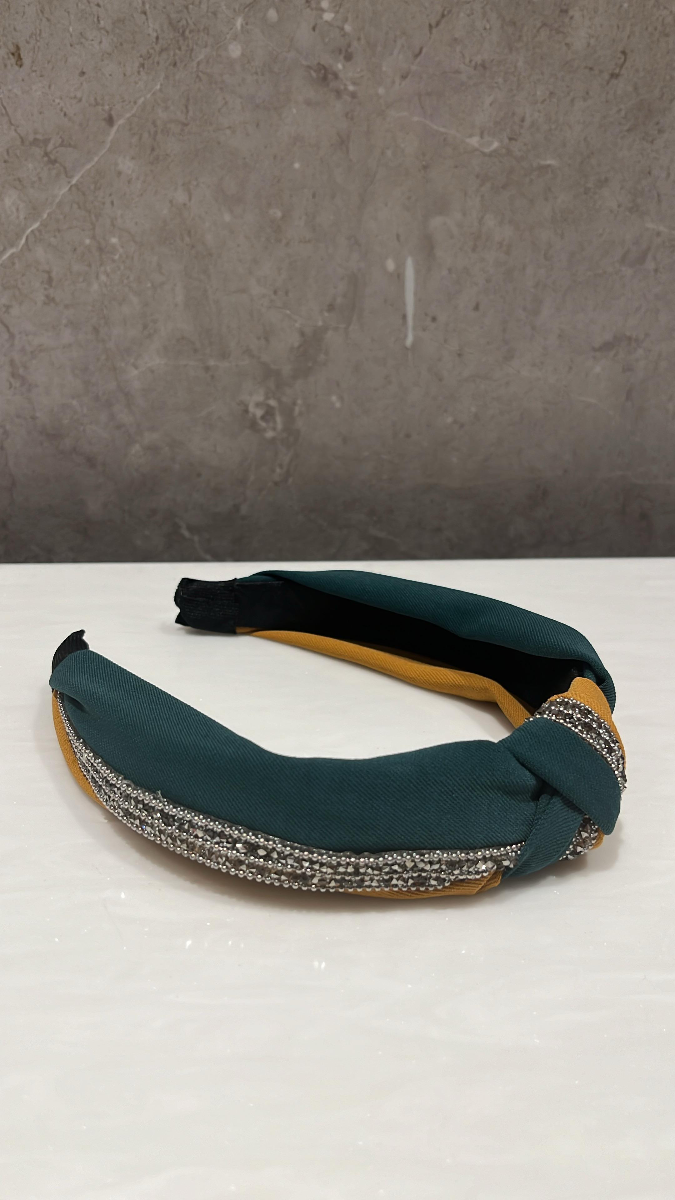 Sparkle And Spot Mustard Green Duo Turban Hairband