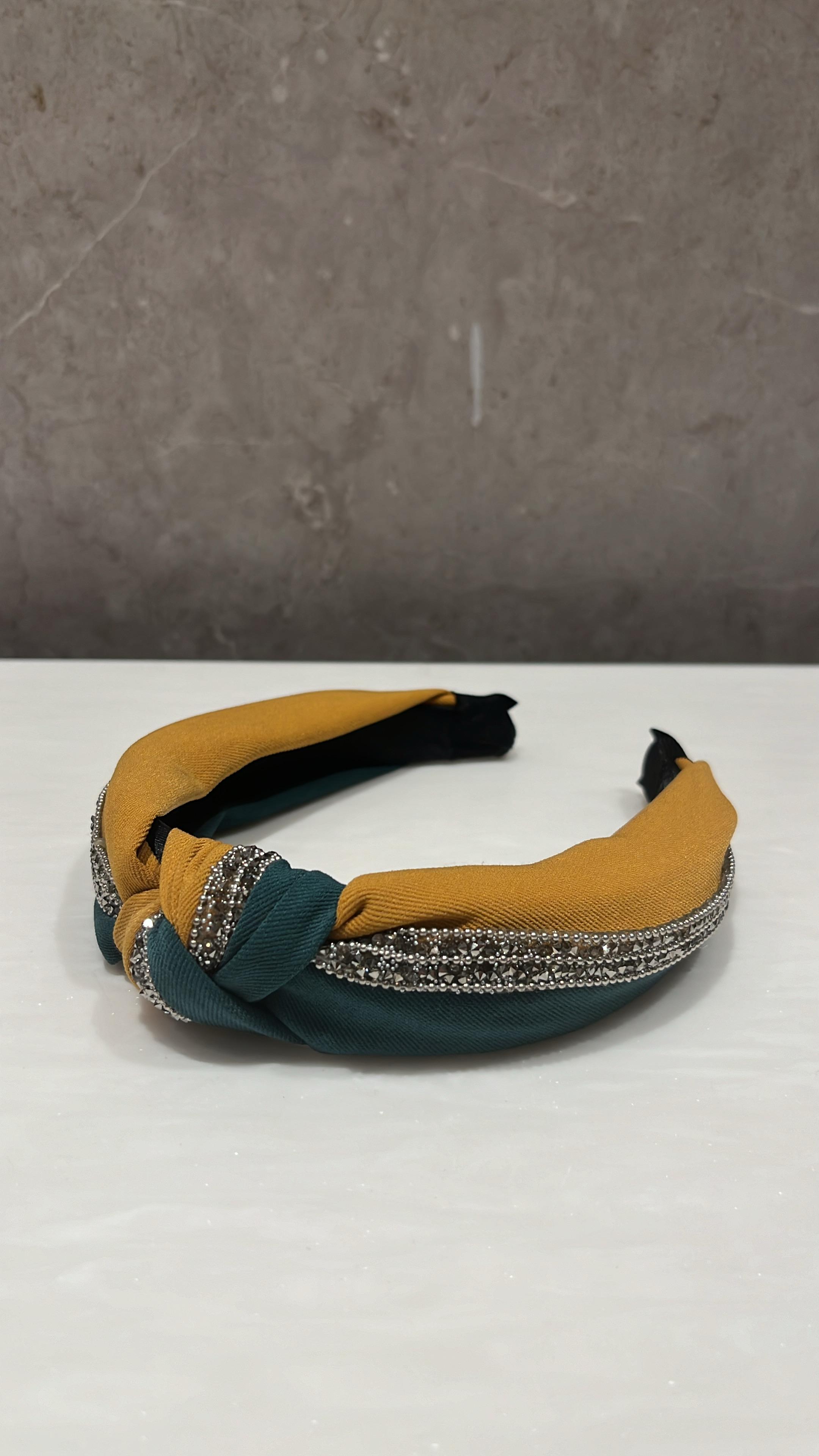 Sparkle And Spot Mustard Green Duo Turban Hairband