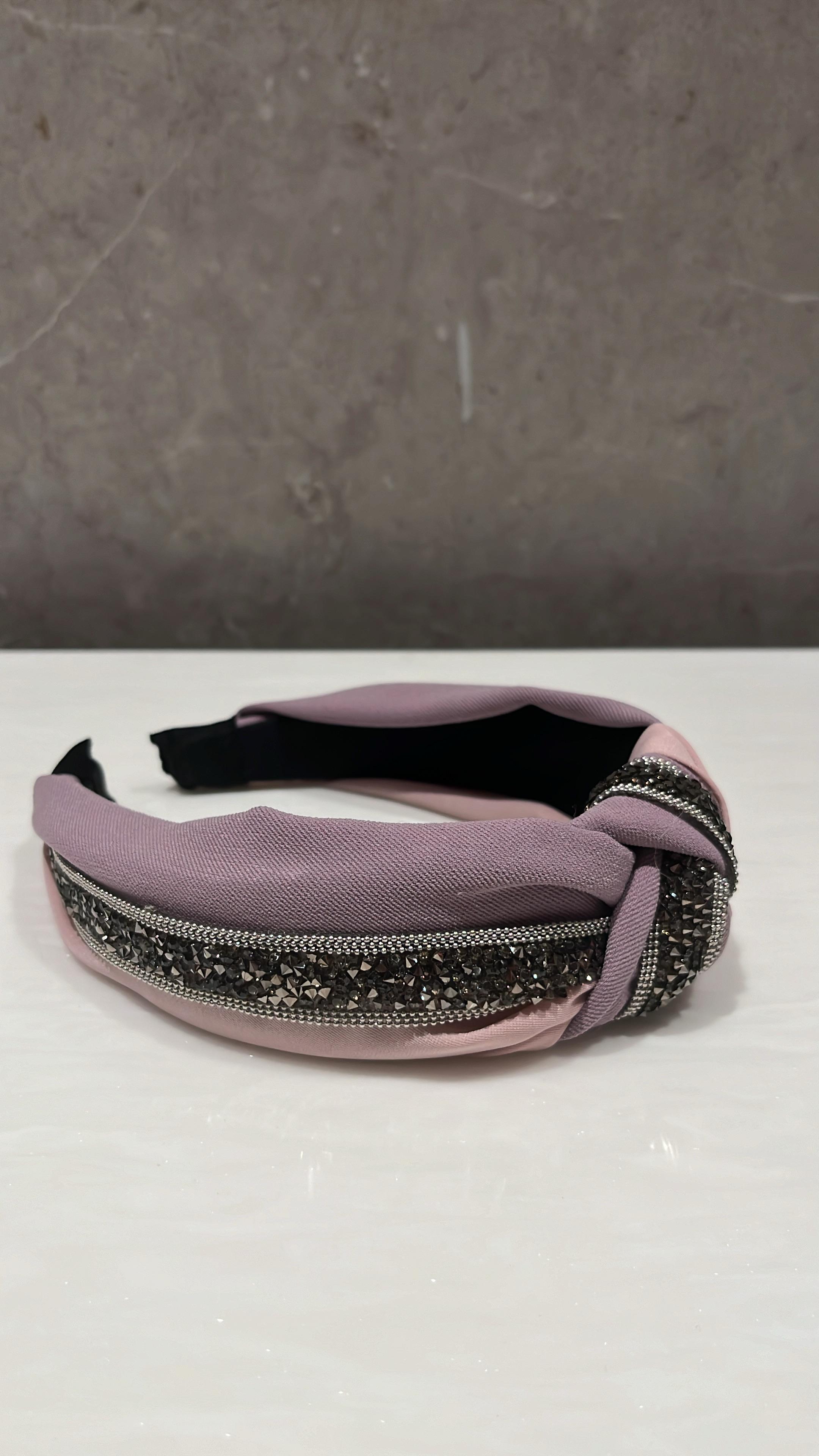 Sparkle And Spot Purple Mauve & Wild Rose Duo Turban Hairband