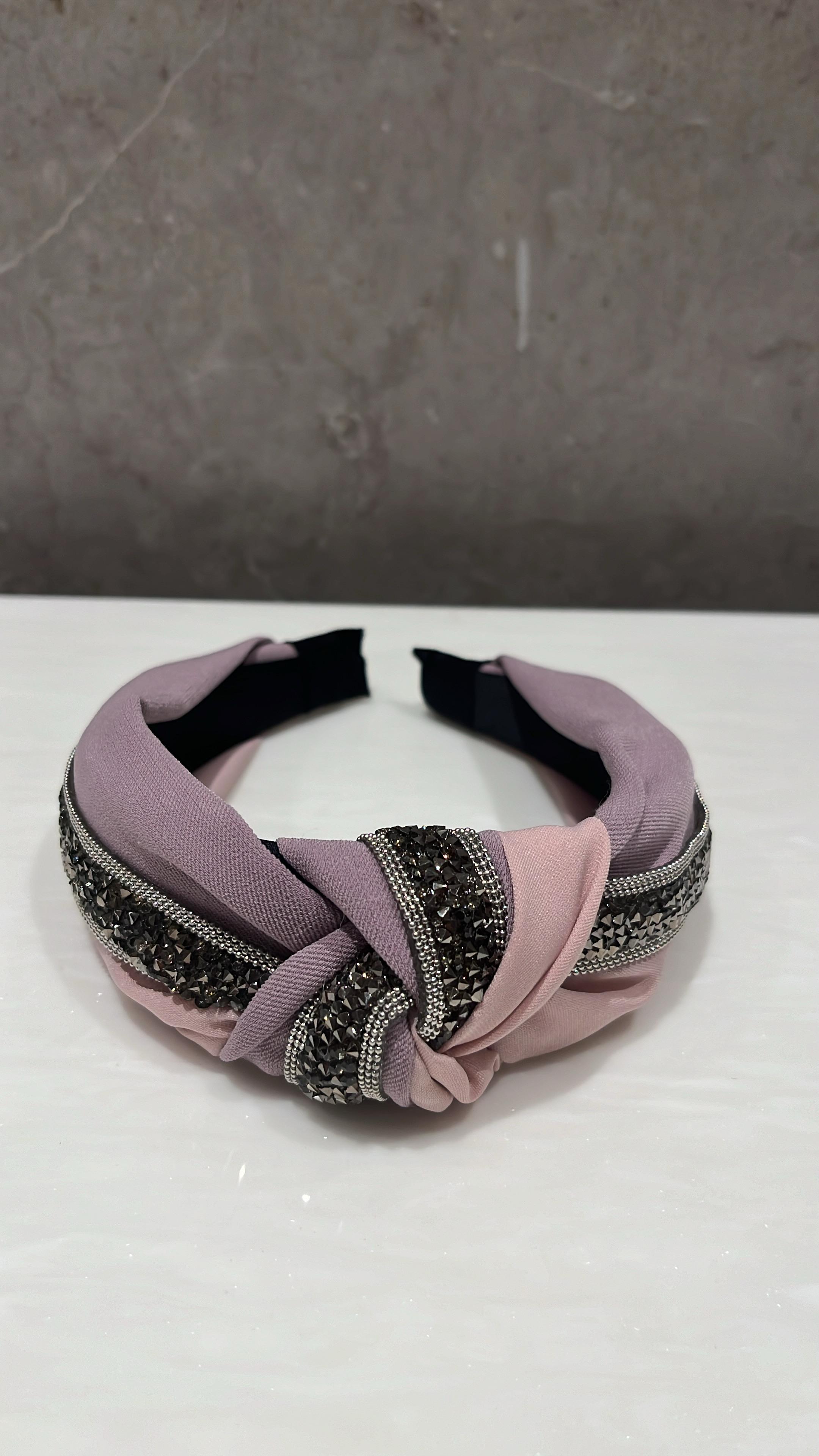 Sparkle And Spot Purple Mauve & Wild Rose Duo Turban Hairband