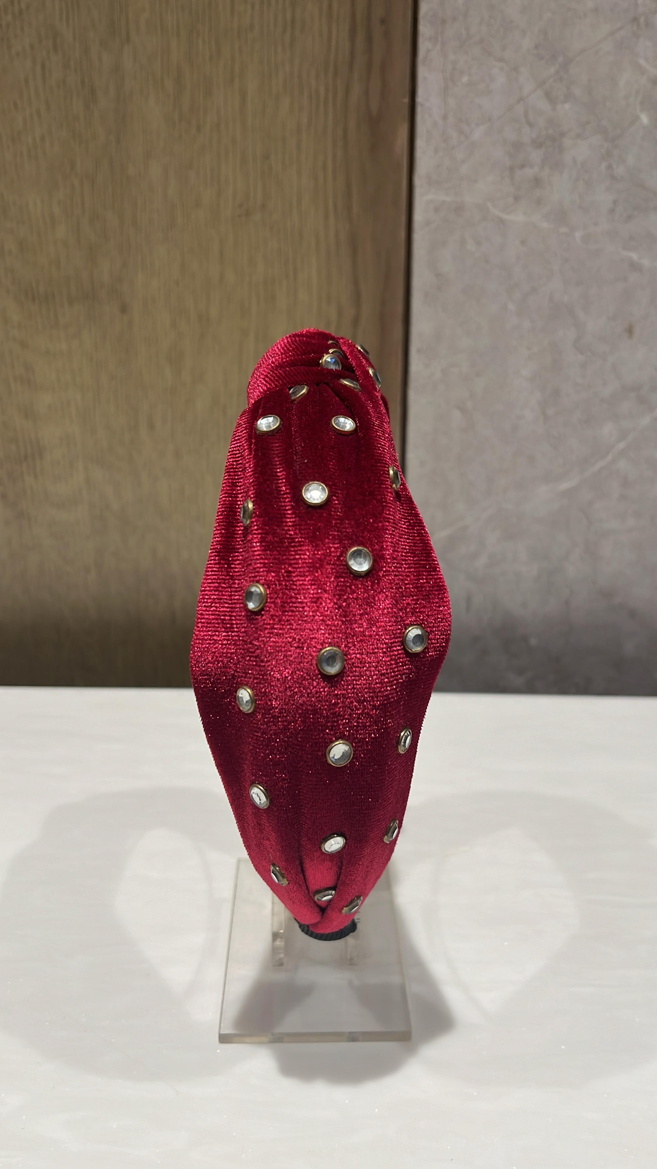 Jewel Dot Maroon Turban Hairband