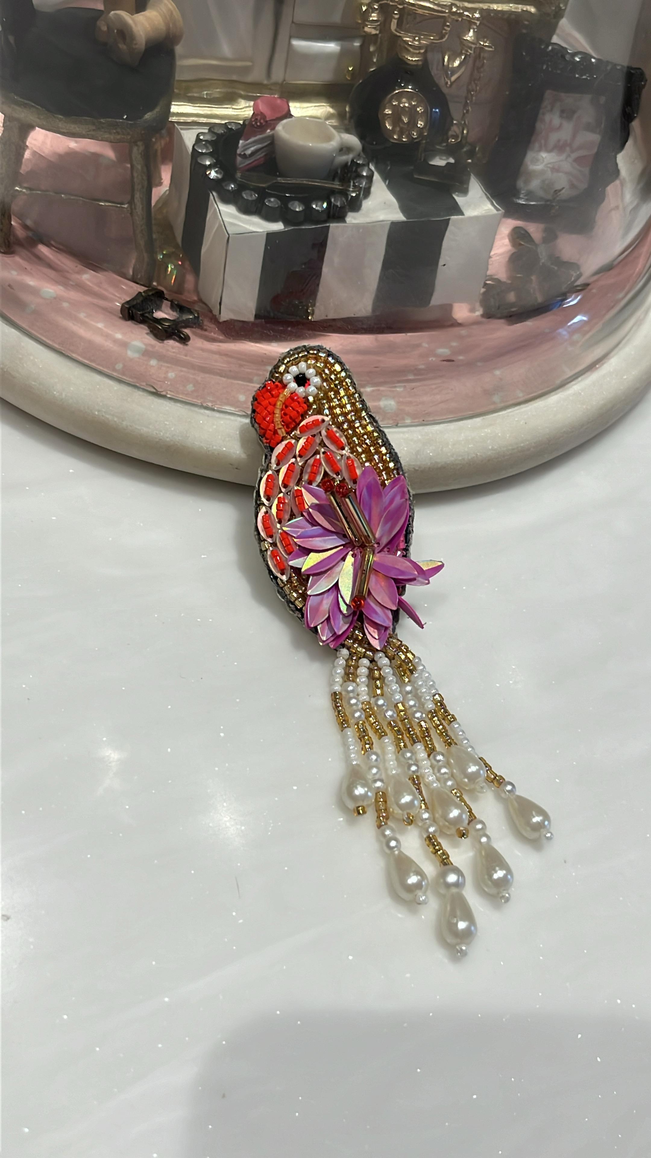 Avian Pearl Drop Brooch