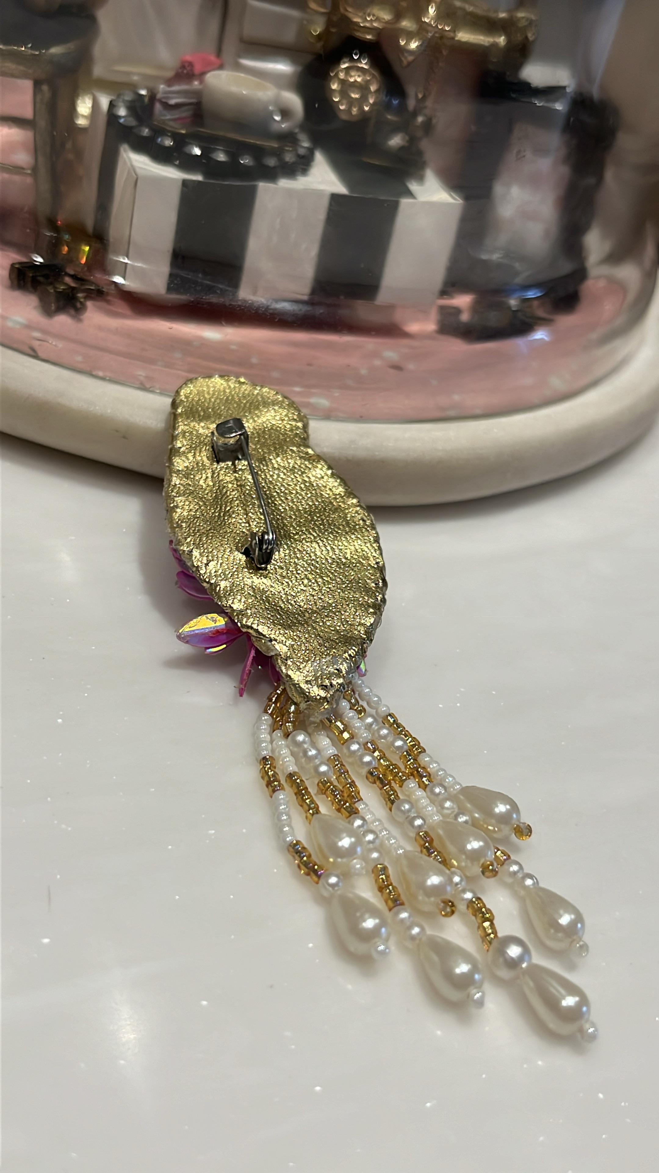 Avian Pearl Drop Brooch