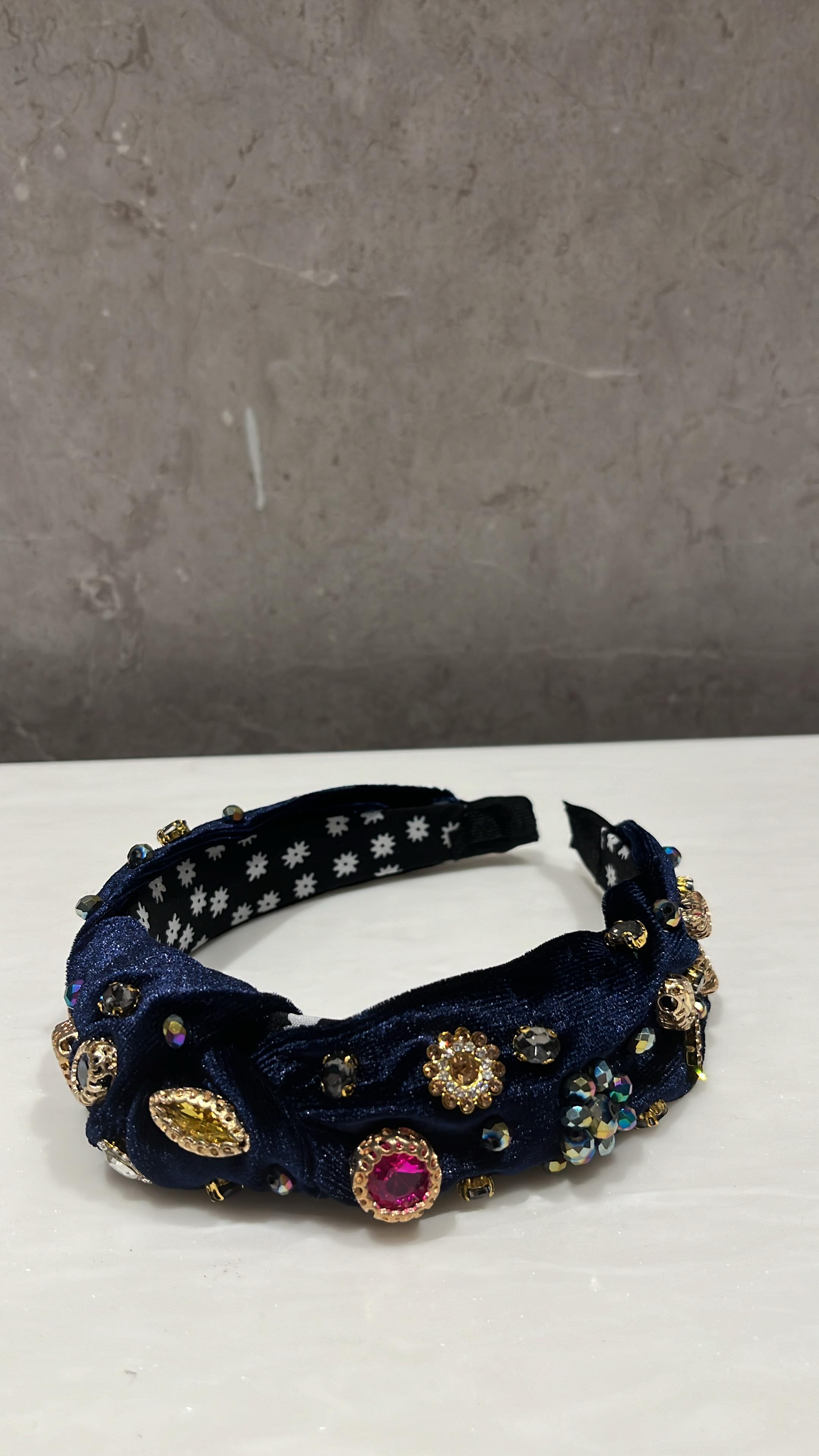 Velvet Treasure Dark Blue Hairband