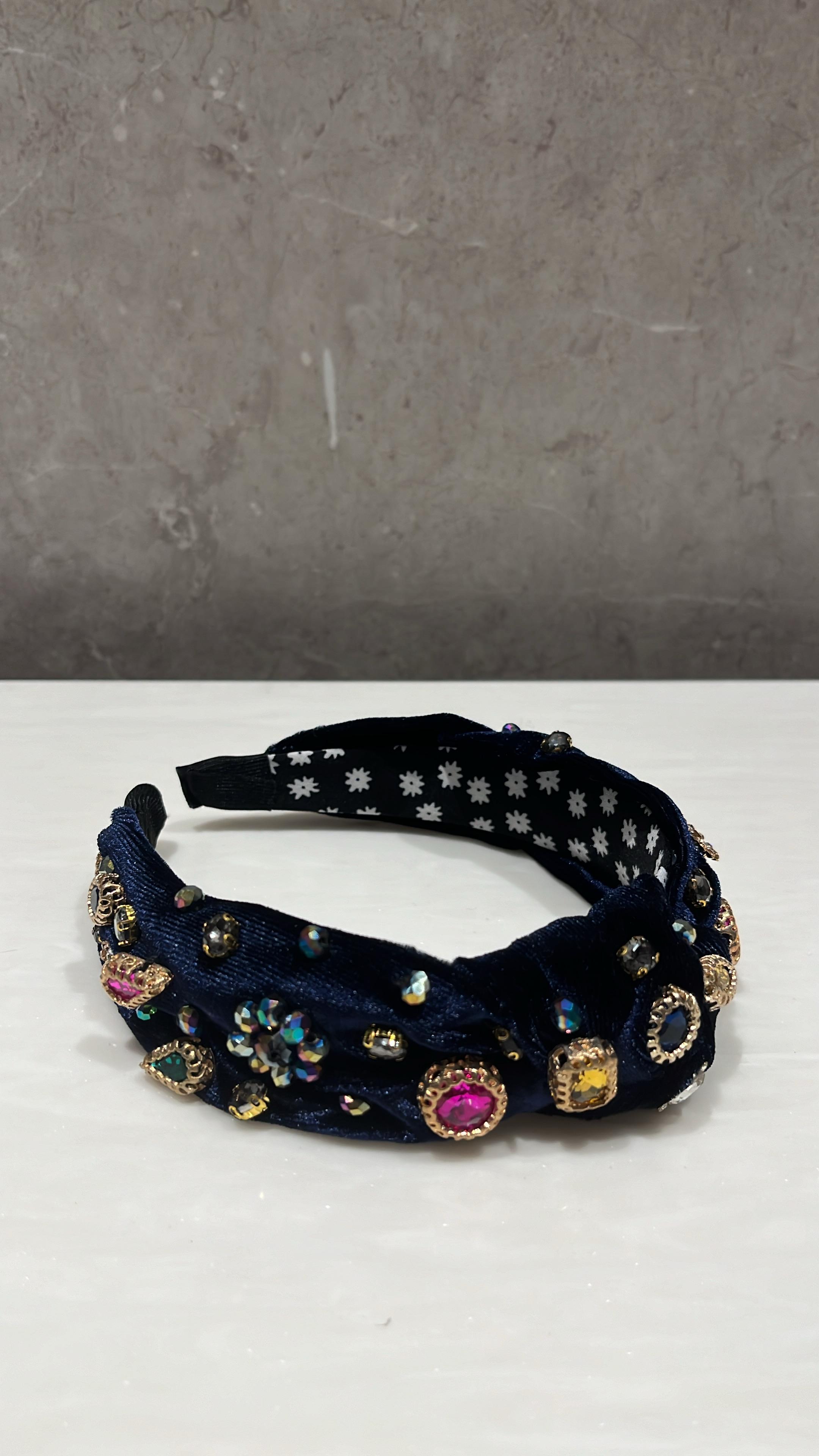 Velvet Treasure Dark Blue Hairband