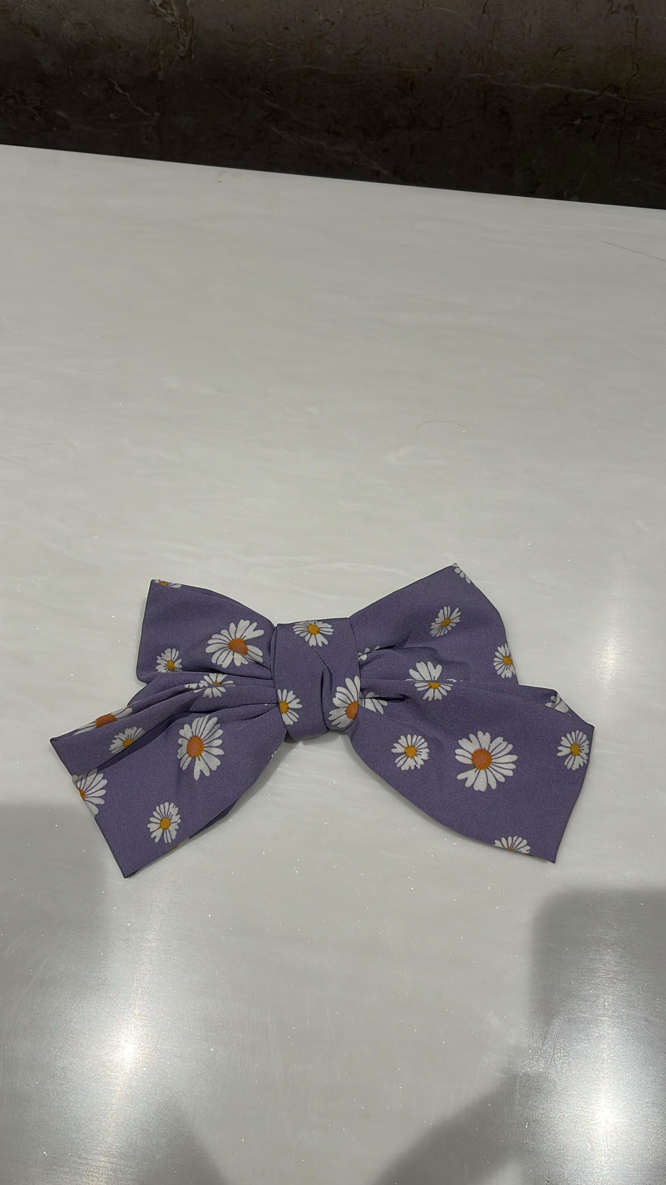 Daisy Bliss Lilac Printed Hairbow