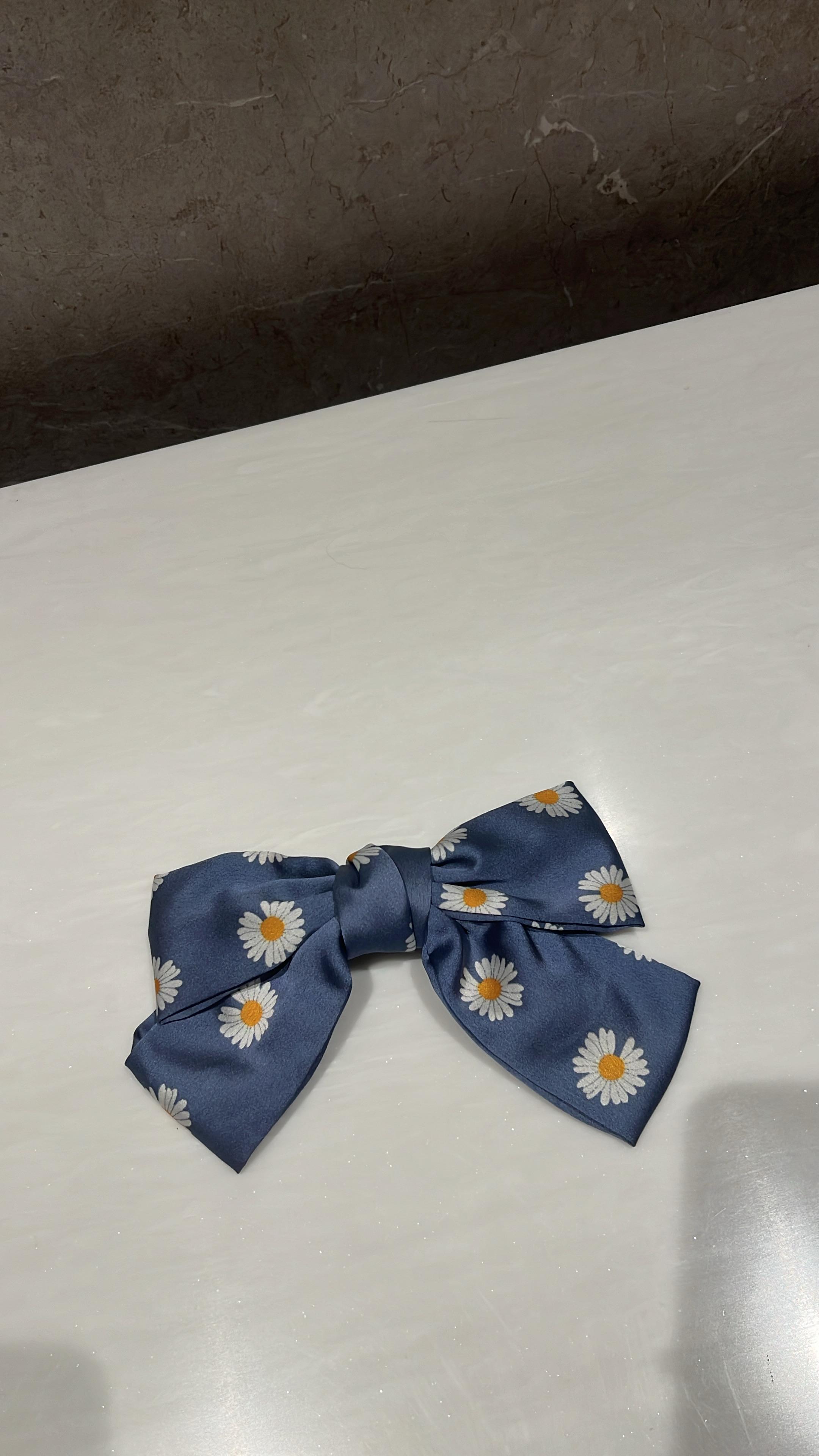 Daisy Bliss Blue Printed Hairbow