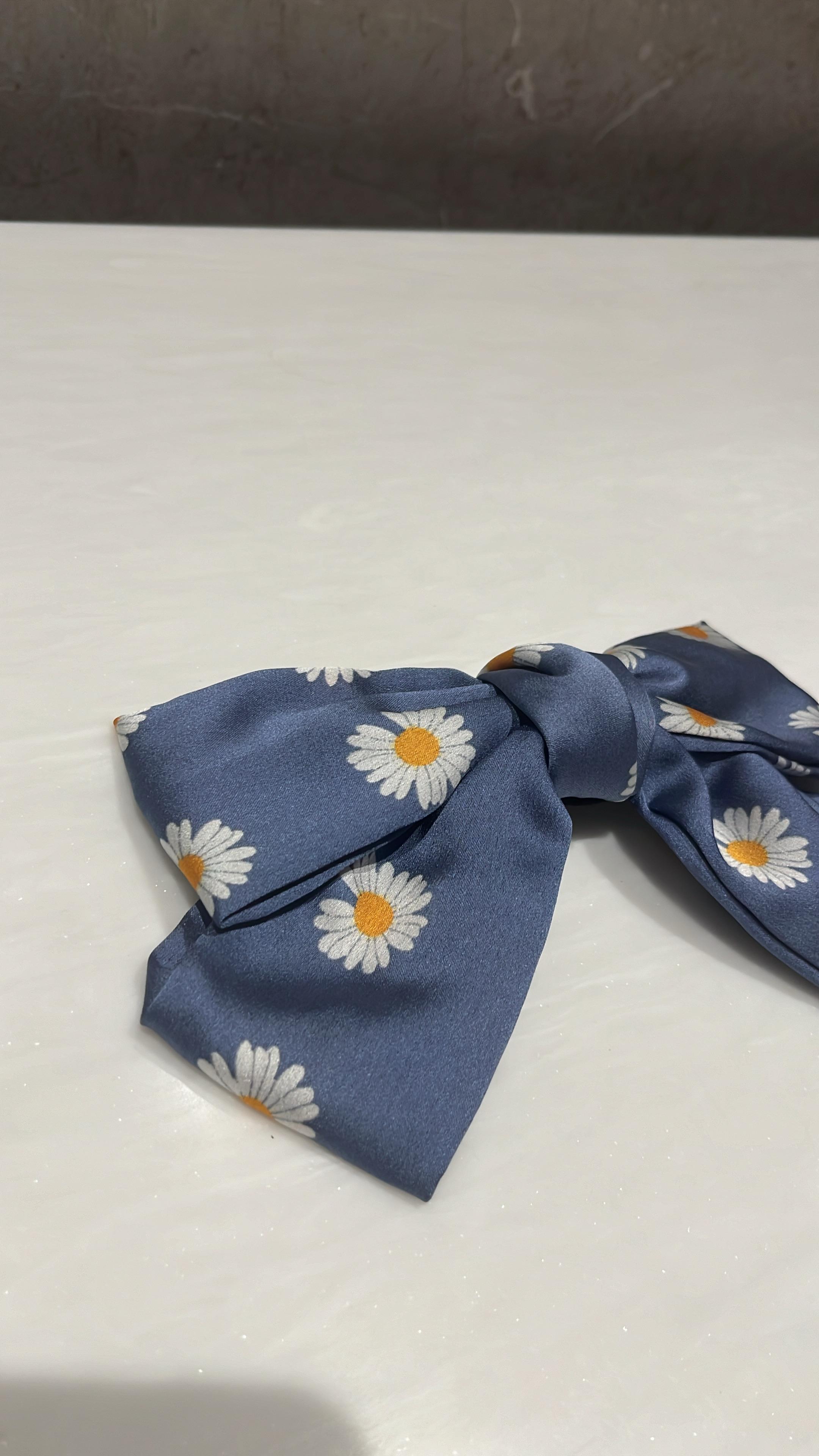 Daisy Bliss Blue Printed Hairbow