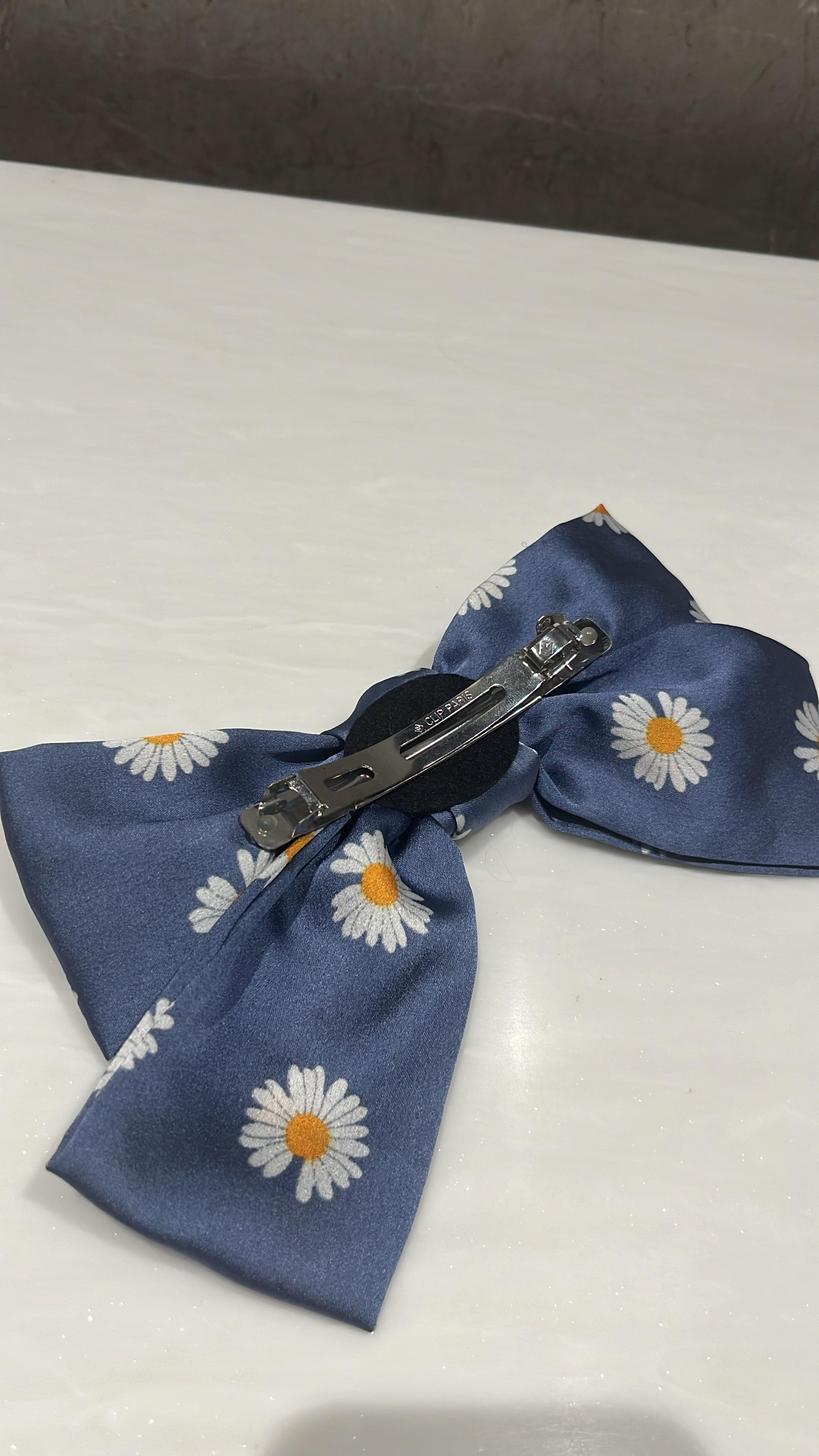 Daisy Bliss Blue Printed Hairbow