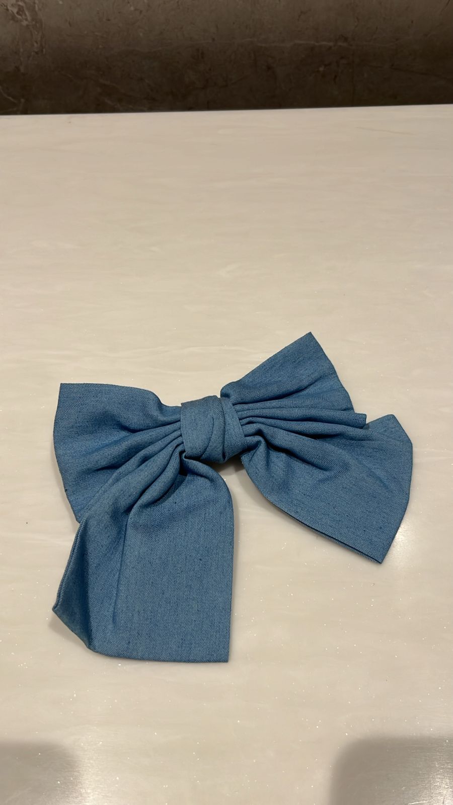 Sky Blue Denim Hair Bow