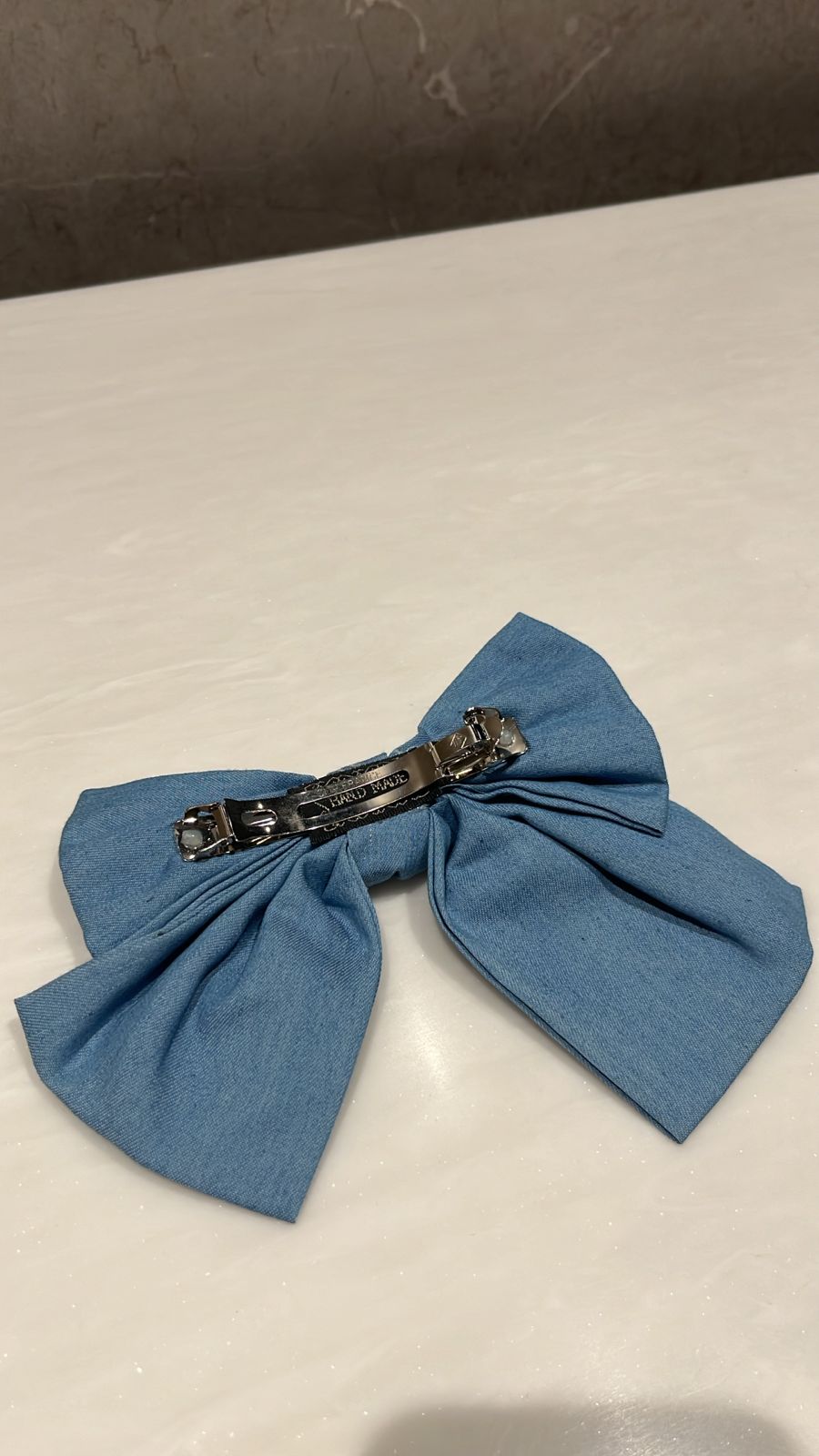 Sky Blue Denim Hair Bow