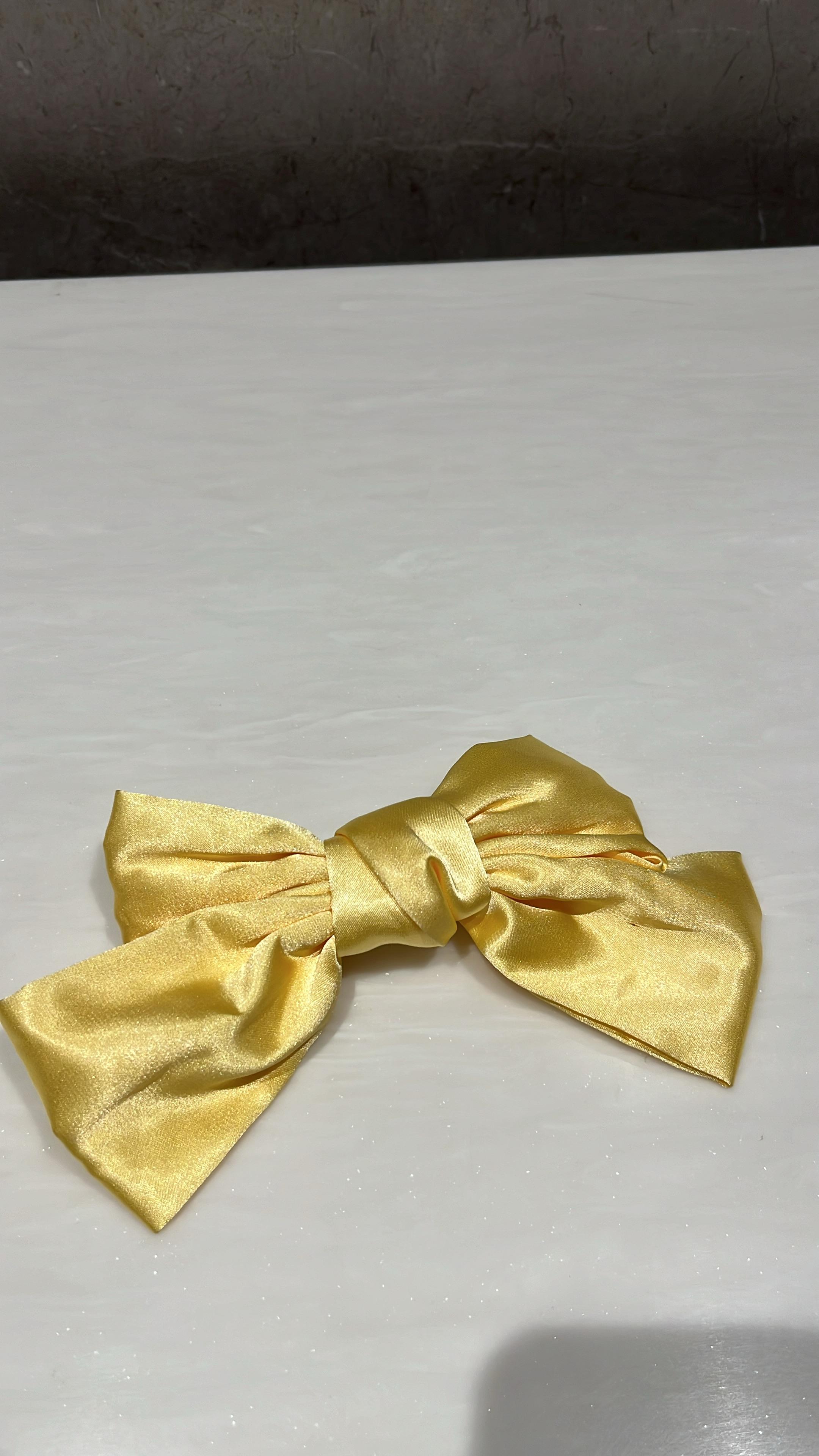 Lemon Yellow Satin Hair Bow