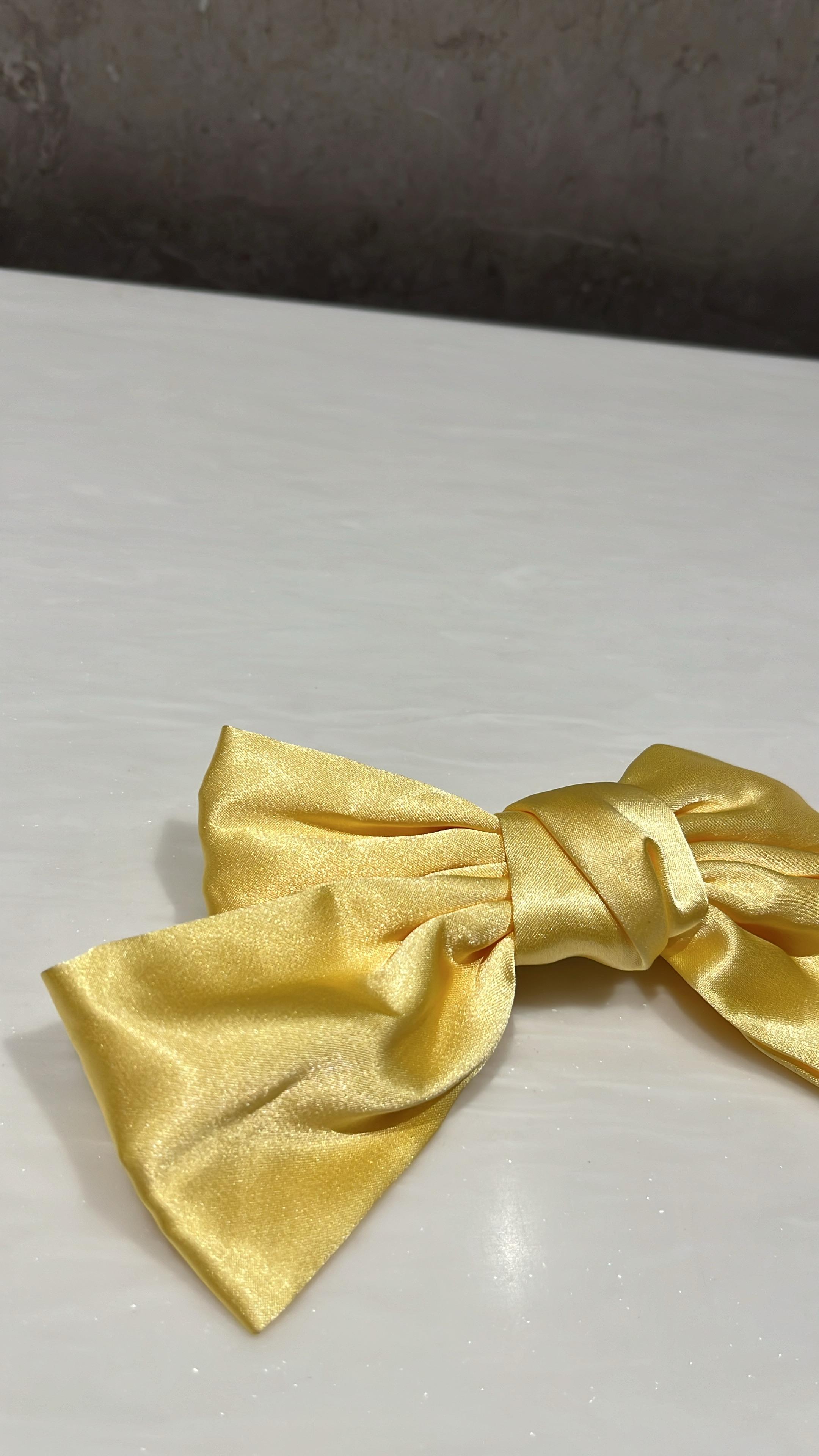 Lemon Yellow Satin Hair Bow