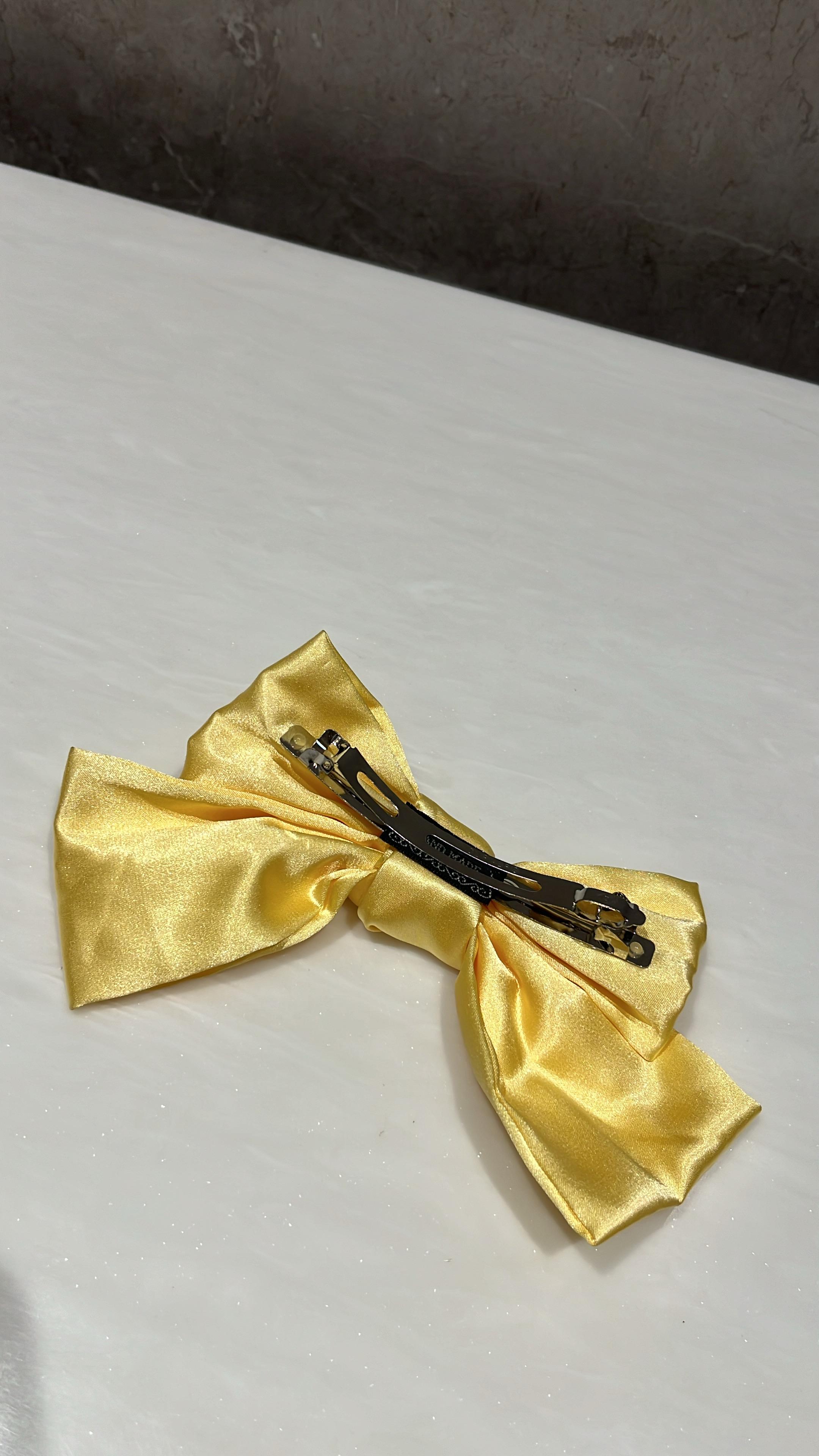 Lemon Yellow Satin Hair Bow