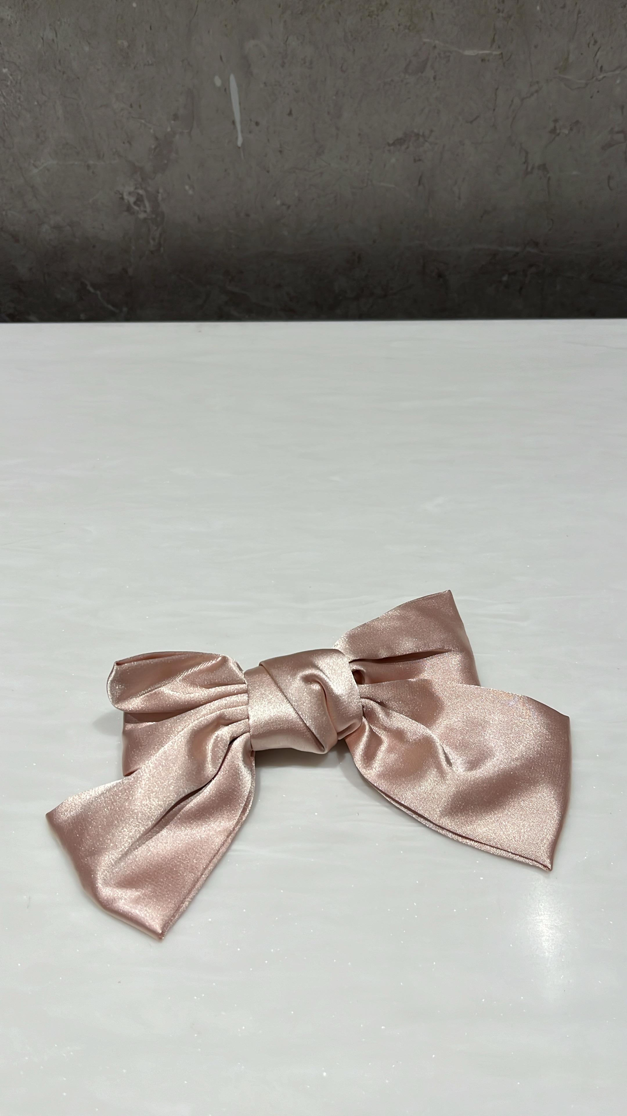 Baby Pink Satin Hair Bow