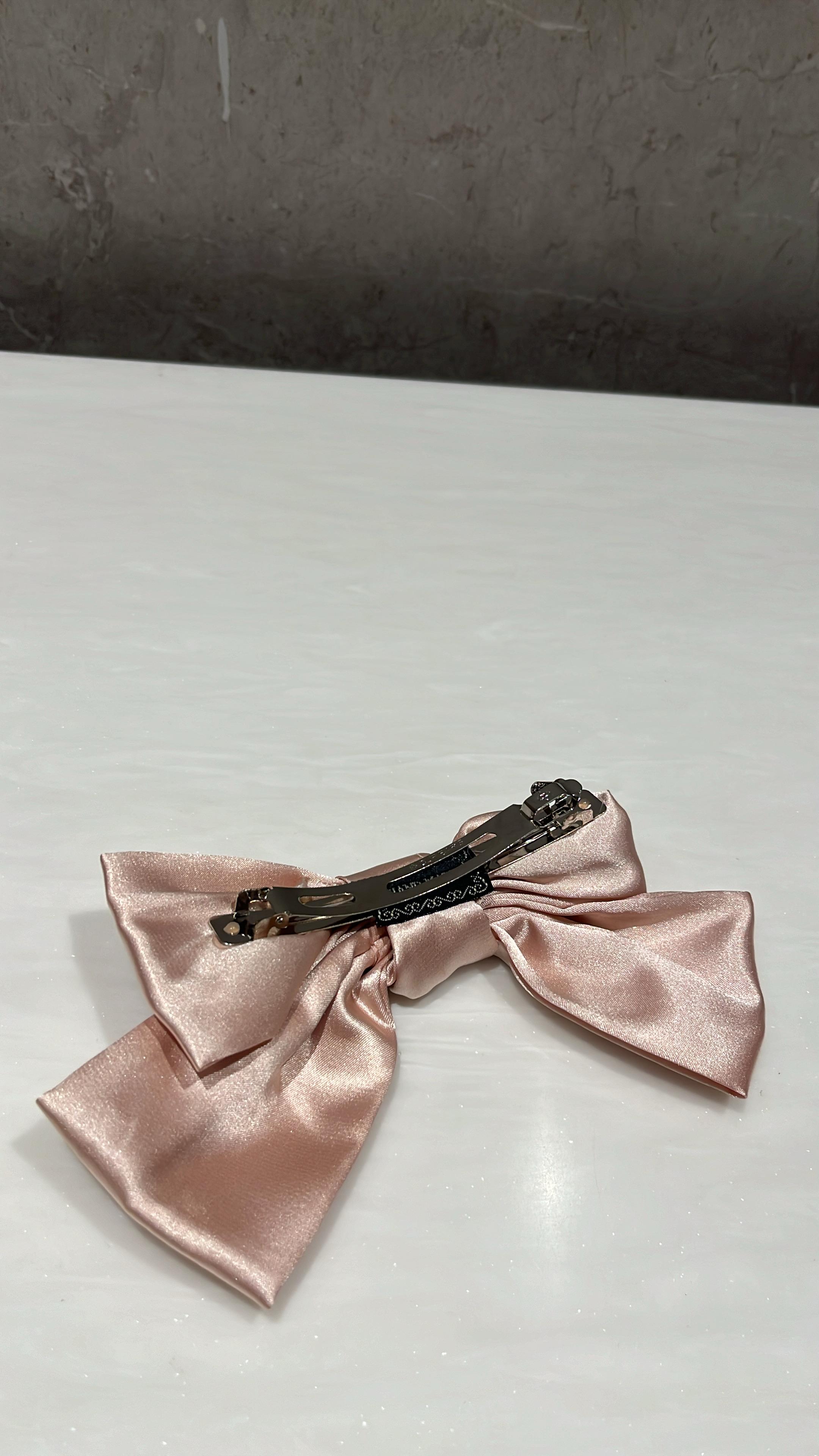 Baby Pink Satin Hair Bow