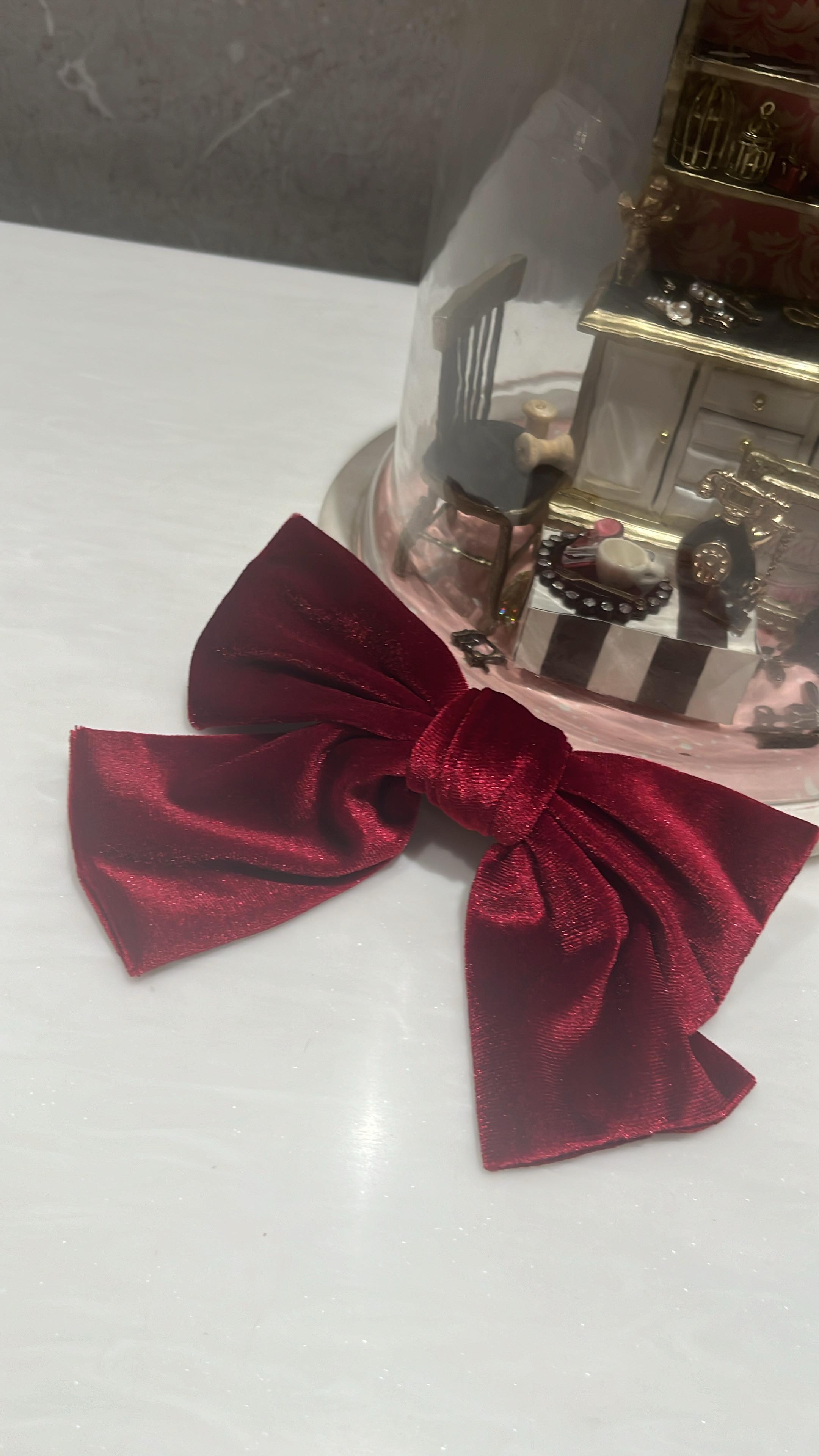 Maroon Velvet Hair Bow