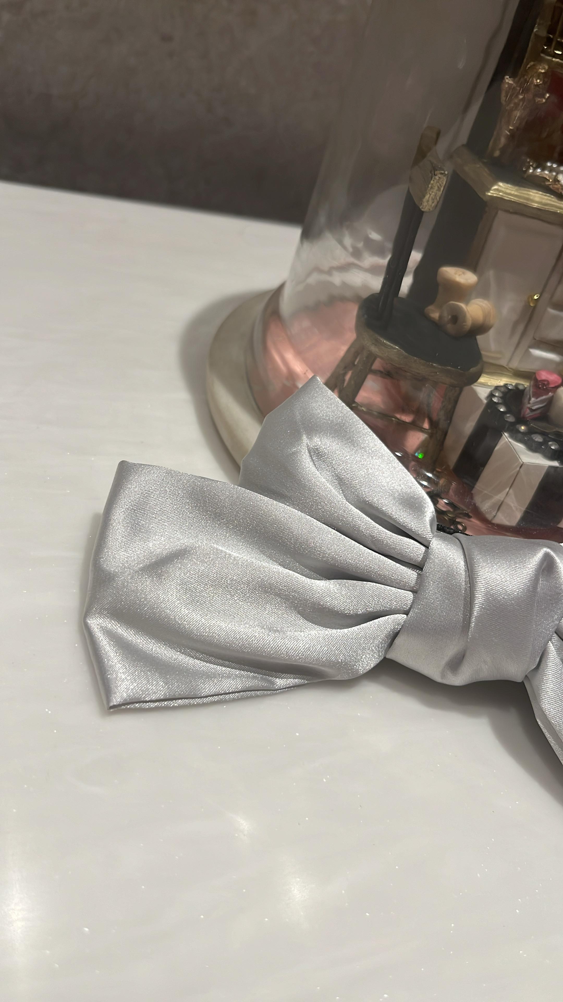 Light Grey Satin Hair Bow