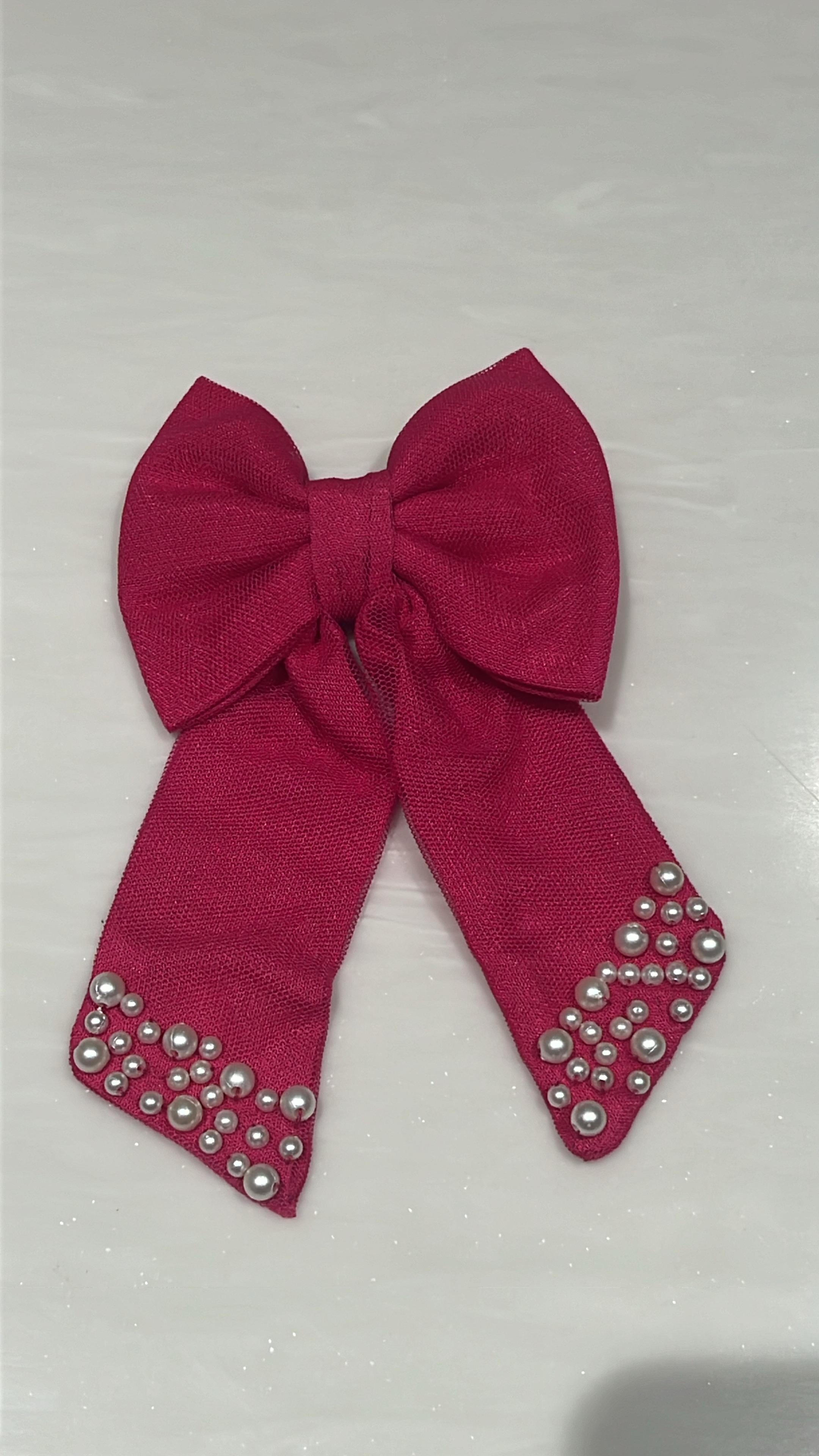 Hot Pink Grace Pearl Hair Bow