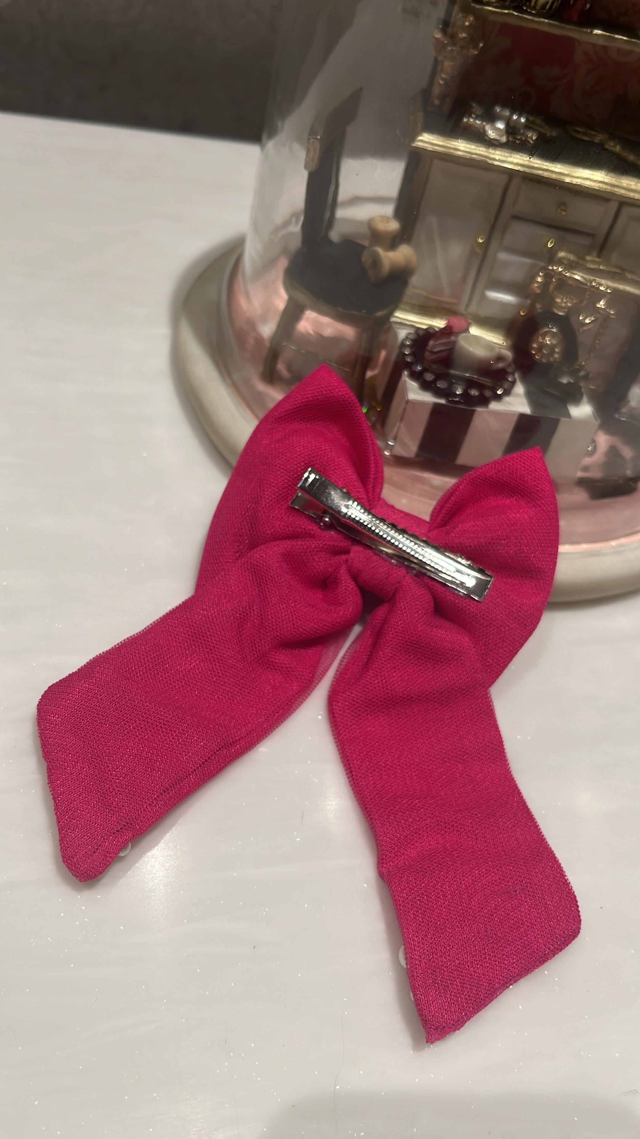 Hot Pink Grace Pearl Hair Bow