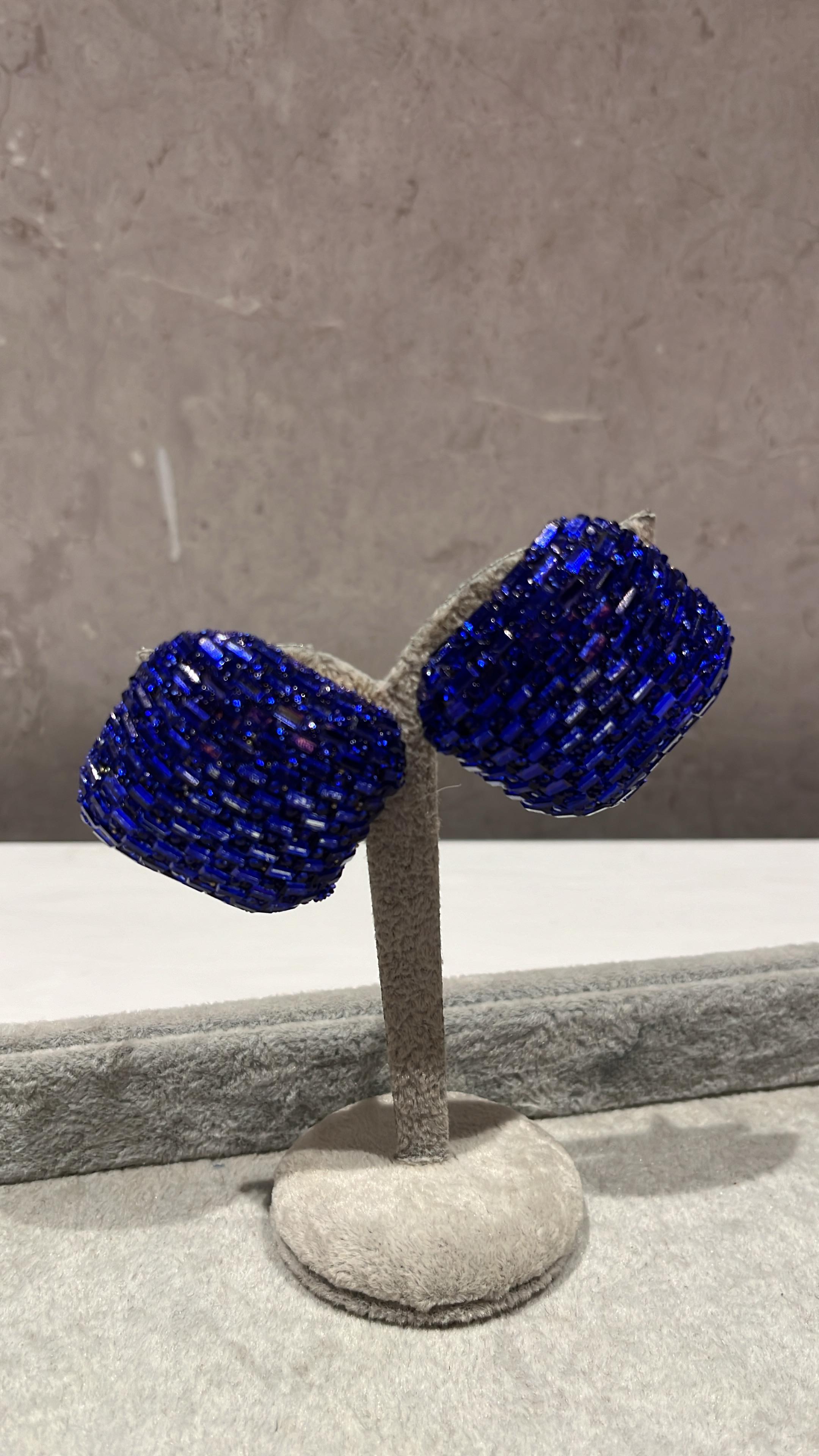 Royal Blue Square Stud Earrings