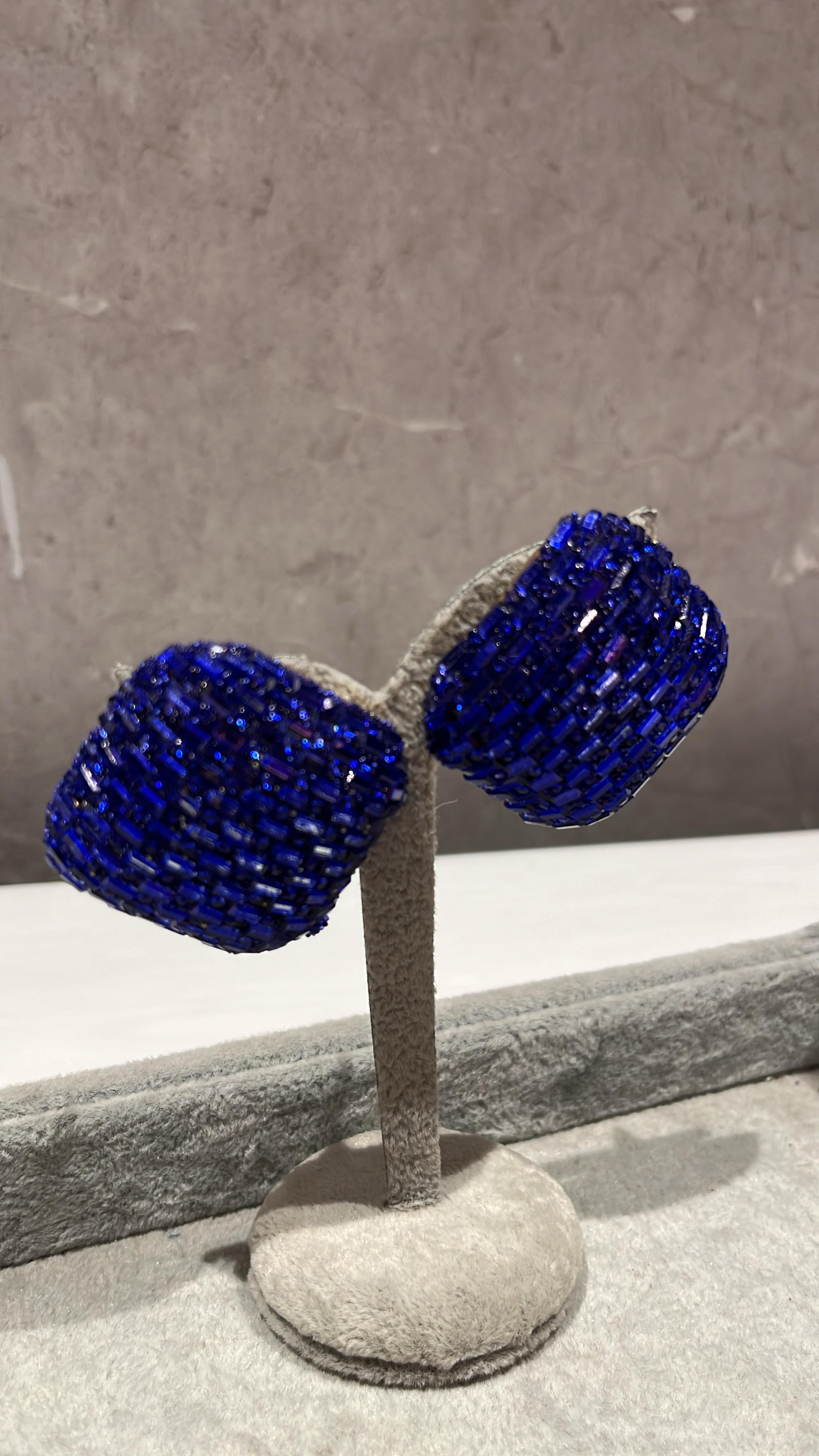 Royal Blue Square Stud Earrings