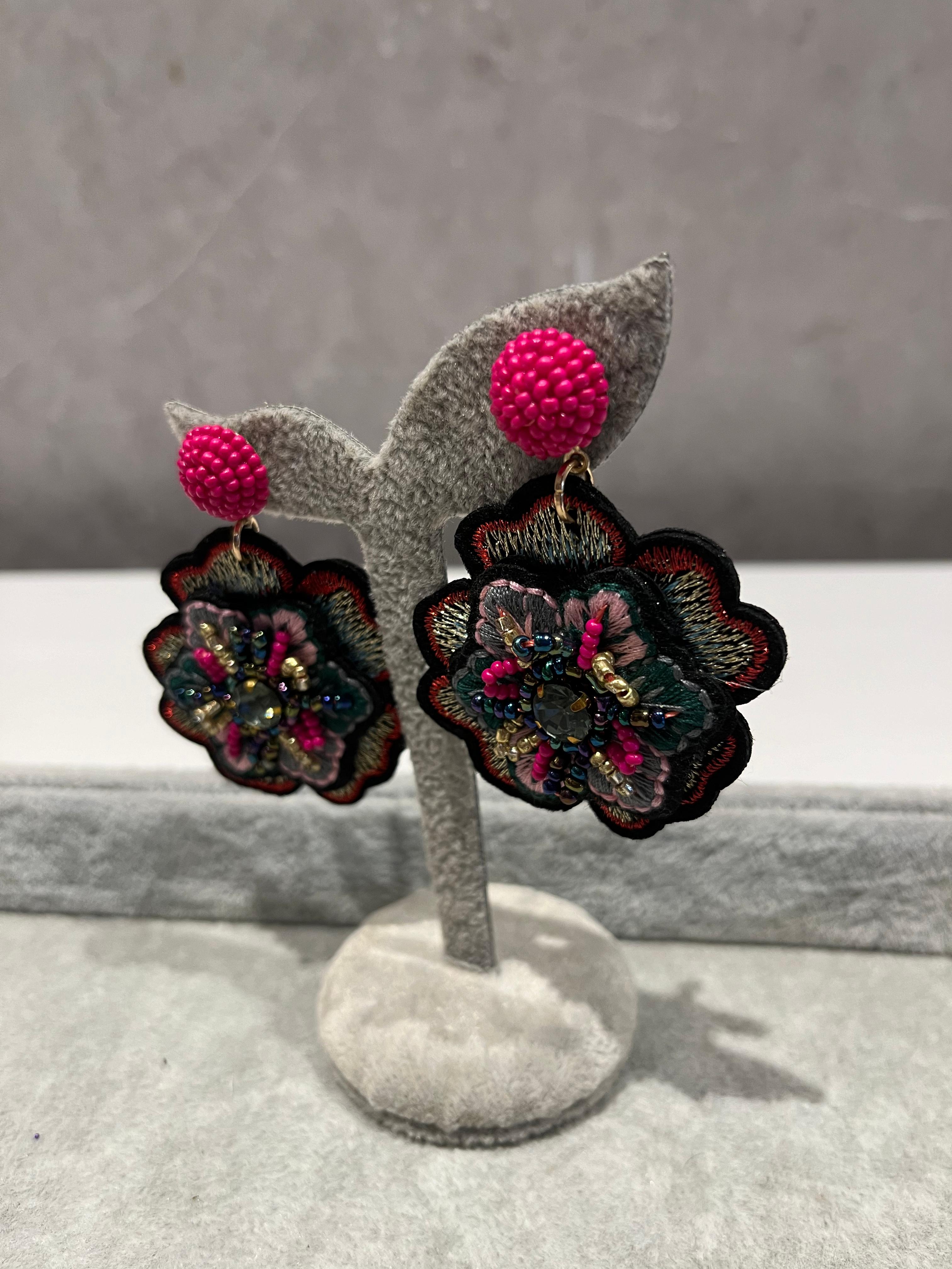 Floral Frenzy Pink Earrings