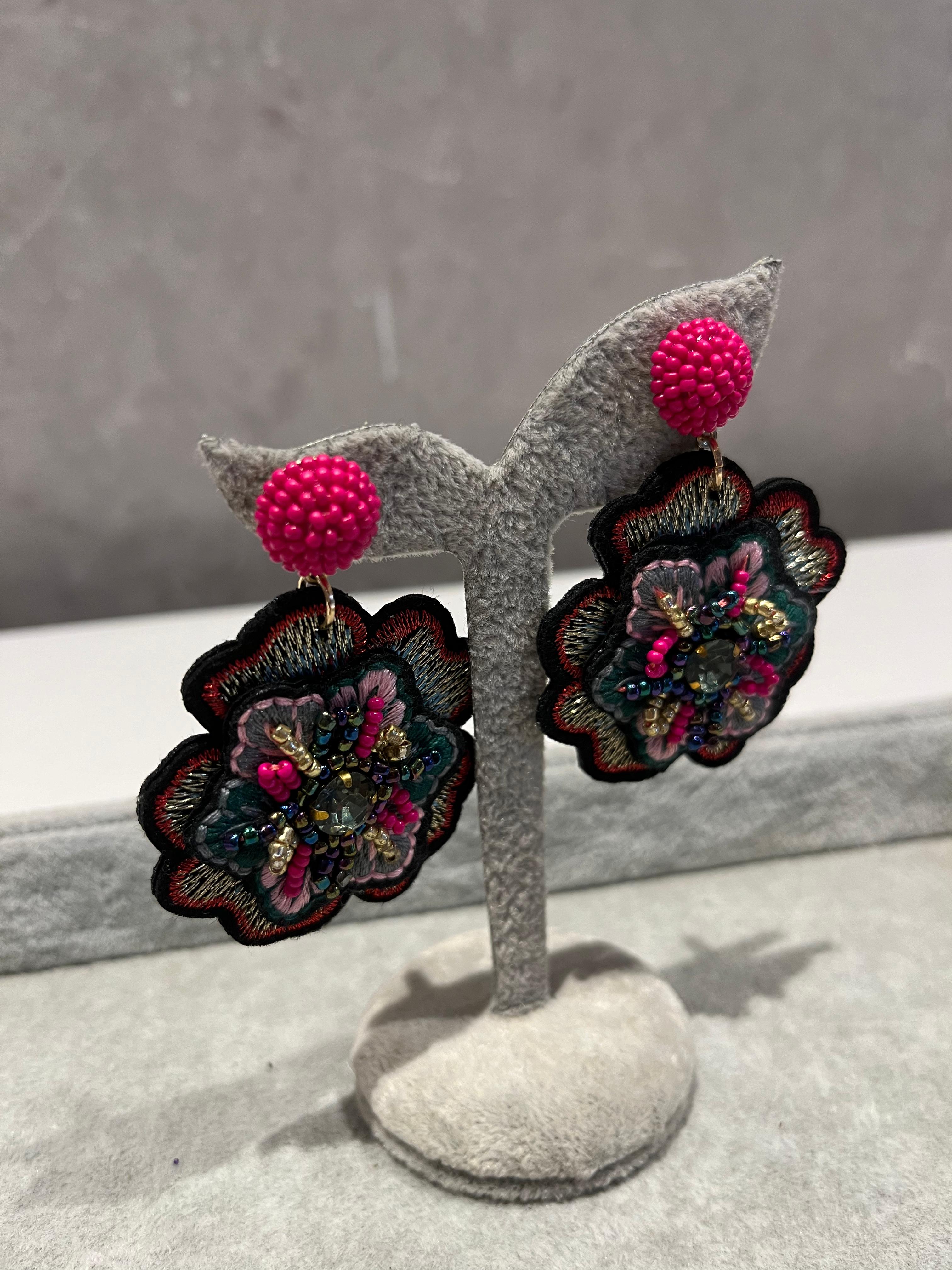 Floral Frenzy Pink Earrings